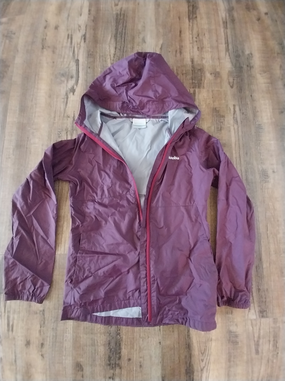 Columbia Switchback II Girls' Plum Purple Rain Jacket with Gray Lining